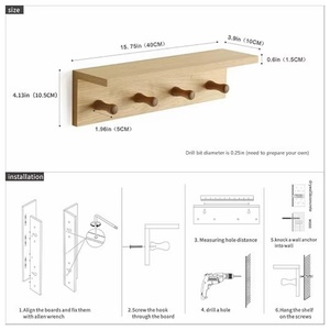 Crochets en bois faits à la main de haute qualité <span class=keywords><strong>pour</strong></span> salle de bain - Product Image 3