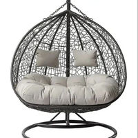 Silla Colgante Tipo Huevo de Diseño Moderno con Logotipo de Moda, de Metal, para Jardín, Patio, Exterior, Súper Cómoda, con Doble Asiento