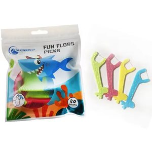 80 pz stuzzicadenti in Nylon di bambù alla menta a forma di giraffa cerato filo interdentale per bambini accessorio per l'igiene orale in scatola - Product Image 1