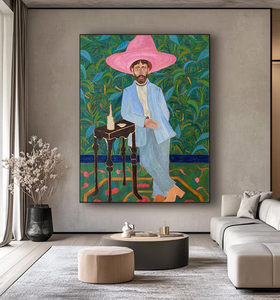 <span class=keywords><strong>Peinture</strong></span> de personnage rétro <span class=keywords><strong>homme</strong></span> en chapeau rose <span class=keywords><strong>Portrait</strong></span> coloré <span class=keywords><strong>peinture</strong></span> murale personnage de dessin animé abstrait <span class=keywords><strong>peinture</strong></span> acrylique - Product Image 2