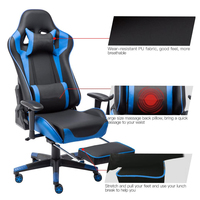 Chaise de jeu pivotante ergonomique en cuir PU, à dossier haut, siège de course en Silla avec Support lombaire pour Massage et repose-pieds rétractable