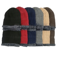 Personnalisé Hommes Femmes Double Couche Chaude Tricot Épais Velours Doublé Polaire Étiré Hiver Cap Boucle Anneau Cache-Cou Bonnet Écharpe Se