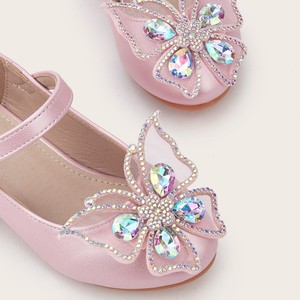 Sepatu Baru Musim Semi untuk Anak Perempuan dengan Gaya Putri, Kristal Berlian, Pita Kupu-kupu, Hak Tinggi, Sepatu PU - Product Image 2