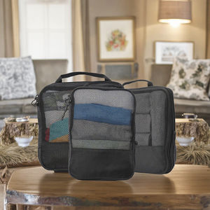 Ensemble de 3 cubes d'emballage de compression en nylon Accessoires de voyage étanches personnalisés Organisateurs d'emballage extensibles - Product Image 1
