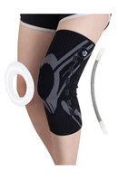 Genouillère de protection professionnelle à réglage ajustable avec stabilisateurs à ressorts, coussinet en silicone, tricot respirant, compression en polyester et fermeture à crochets
