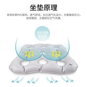เบาะรองนั่ง AiHuJia Medical Square แบบ 9 รู ทำจาก PVC แบบเป่าลม ช่วยพยุงสะโพก สำหรับหญิงตั้งครรภ์ ผู้มีอาการริดสีดวงทวาร ใช้ได้กับเก้าอี้สำนักงานและเก้าอี้รถเข็น - Product Image 3