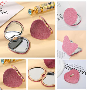 Miroir de poche compact pliable double face avec paillettes roses, miroir de voyage portable de petite taille, miroir papillon, remise sur les achats mixtes - Product Image 2