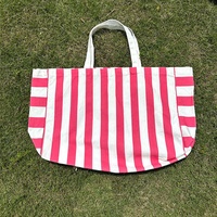 Nouveau design, sac fourre-tout en toile de coton rayé grande capacité, résistant à l'eau, avec poignée, réutilisable, pour la plage, le quotidien, les courses, vente en gros