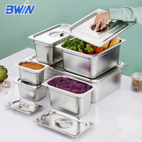Bac GN de style US/UE, taille 1/1, en acier inoxydable 304, 8L, argenté, pour hôtels, restaurants, buffets, conteneur de service alimentaire, logo personnalisé