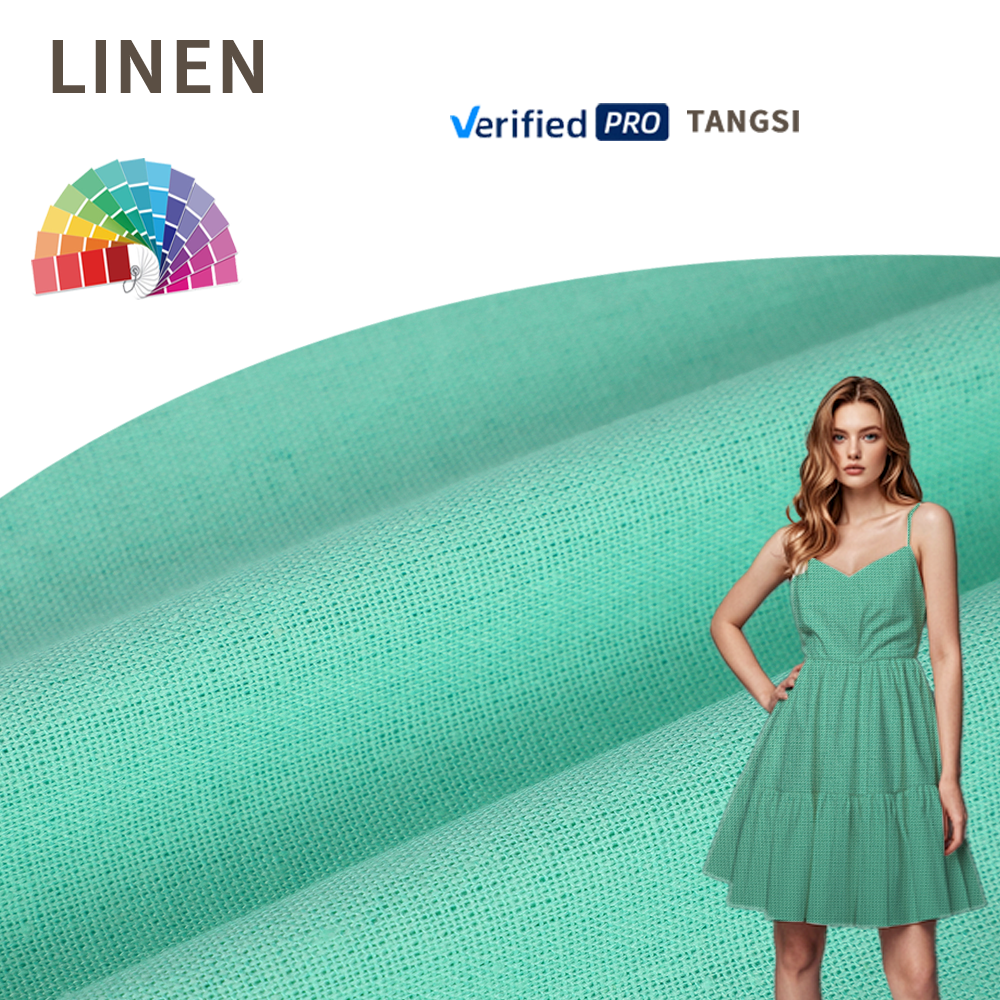 Factory High Color Fastness Solid Color Dye Woven Black-Out Garment Linen Viscose Organic Plain Fabric For Clothing