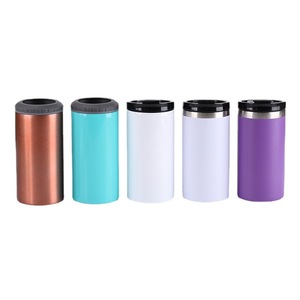 Portable Custom Logo Insulated Vacuum Ice Bucket Stainless Steel 4 in 1 Double Layer Multifunctional 16oz Slim Beer Can <b>Cooler</b> - Product Image 5