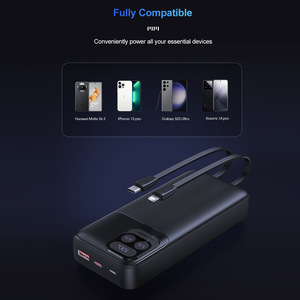 Batterie externe 2-en-1 20000mAh avec 2 câbles intégrés, charge rapide 22.5W SCP PD 20W, chargeur <span class=keywords><strong>portable</strong></span>, affichage numérique - Product Image 3