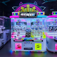 Grande machine à griffes distributeur de prix, boîtier métal et bois, éclairage dégradé coloré, à monnayeur, pour enfants