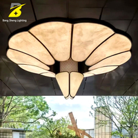 Plafonnier moderne en albâtre en forme de pétale, nouveau style chinois, pour hall d'hôtel