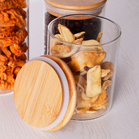 Stoples Kaca Penyimpanan Makanan Multifungsi Ramah Lingkungan Kedap Udara, Kaca Borosilikat Tinggi, Tutup Bambu, Cincin Silikon Kedap Udara
