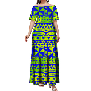Vestido Plisado de Manga Corta con Diseño de Patrón Samoano Malu, Personalizado, de Alta Calidad, Talla Grande 7XL, Estilo Casual de Negocios, con Hombros Descubiertos - Product Image 2