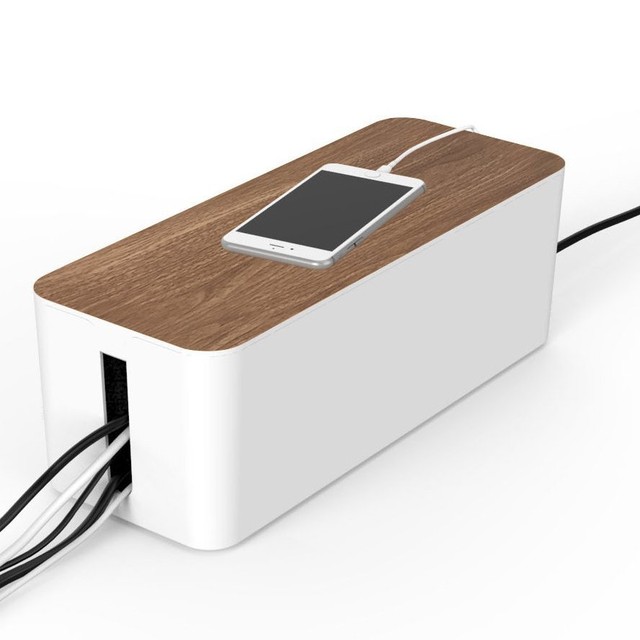 Wooden Style Cable Box, Wooden Effect Cable Management Box Organizer
