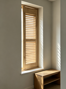 Persianas de Madera Natural, Horizontales, de Doble Panel, Rectangulares, para Ventanas - Product Image 3
