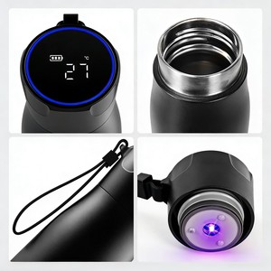 Bouteille d'eau intelligente avec rappel de consommation, affichage de la température, étanche, double paroi en acier inoxydable, avec application, bouteille d'eau autonettoyante - Product Image 2