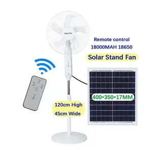 Huishoudapparatuur 12 Inch 16Inch Noodgeval 9V Dc Oplaadbare Staande Voetstuk Elektrisch Aangedreven Zonneventilator Met Zonnepaneel