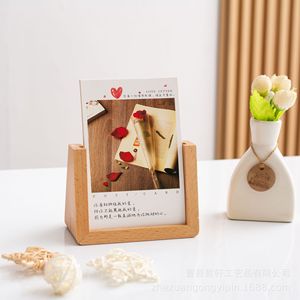 Solid Wood Photo <b>Frame</b> Display Stand Rectangular Horizontal Tabletop Beech Wood U Shaped Photo Holder For Study Entryway - Product Image 4