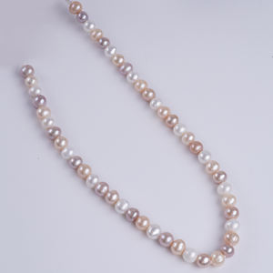 Venta al por Mayor de Perlas de Zhuji de 8-9 mm, Tira de Perlas Sueltas Naturales con Forma de Patata en Colores Mezclados Blanco, Rosa y Púrpura - Product Image 5