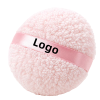 Houppette à poudre surdimensionnée en peluche longue et mignonne avec sangle en ruban, personnalisable avec logo et marque privée