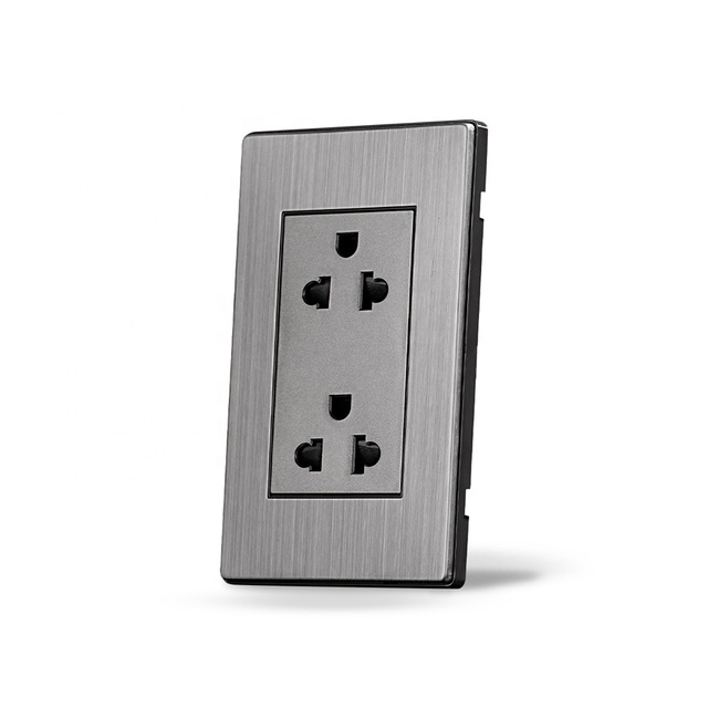 118 Universal Electrical Wall Socket and Switches 16A Double Home Wall Power Outlet Sockets with Stainless Steel Plate 220V 250V