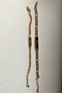 Blank ID Bar Bracelet Custom Engraving PVD Stainless Steel | Couple Cuban Link <b>Chain</b> Personalized Jewelry - Product Image 3