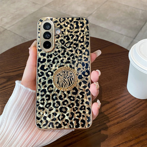 Funda Protectora de Lujo para Teléfono Móvil con Estampado de Leopardo y Baño de Oro, para Samsung Galaxy A57 A56 A55 A54, con Anillo de Agarre y Soporte - Product Image 1