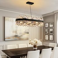 Lustres rectangulaires noirs en cristal K9, luminaires suspendus au plafond, luminaires suspendus au-dessus de la table, luminaires pour salle à manger, salon, cuisine
