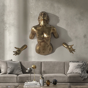 Sculpture de fée <span class=keywords><strong>nue</strong></span> en bronze coulé, figurine féminine moderne, décoration murale pour la maison - Product Image 1