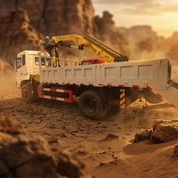 Camion grue articulée Dongfeng 4x2, 8 tonnes, grue hydraulique pliante SQZ200 montée sur plateau, rampe arrière, utilisation en construction, charge élevée