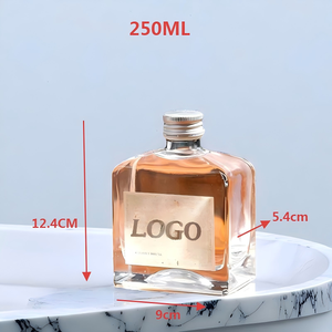 Vetro quadrato trasparente in mattoni 500ml 375ml 250ml bottiglia di vino piatta frutta vuota Whisky <span class=keywords><strong>e</strong></span> vino con chiusura a tappo a vite - Product Image 4