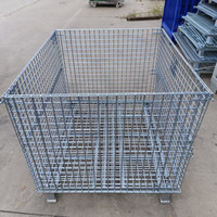 Cage de stockage empilable en treillis métallique galvanisé à chaud de haute qualité, conteneur métallique d'entrepôt, équipement de stockage de marchandises