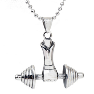 Collar con Colgante de Mancuerna de Acero Inoxidable, Joyería de Fitness Unisex, Regalo - Product Image 1