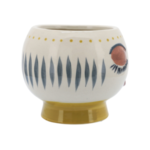 Maceta Redonda de Cerámica con Diseño de Rostro Pintado a Mano para Decoración del Hogar y Uso en Exteriores - Product Image 3