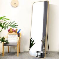 Miroir sur pied 2025 personnalisé, style nordique minimaliste, en verre doré/noir, double usage, cosmétique, moderne, pour salon, usage quotidien