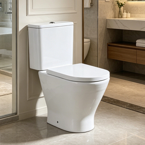 WC en céramique deux pièces, à poser au sol, profondeur compacte 25 pouces, pour petite salle de bain ou buanderie - Product Image 1