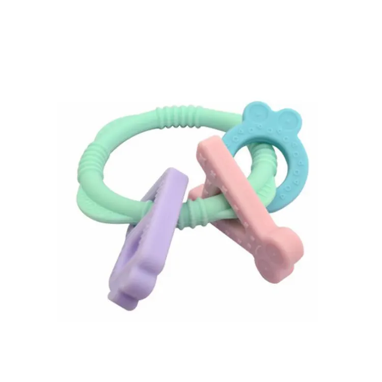Yeni stil çiğneme yumuşak bebek emzik klip esnek bebek silikon diş kaşıyıcı boncuk yumuşak oyuncak mavi Unisex DX bebek silikon bağlantı halkaları