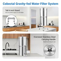 Filtre à eau par gravité Cobectal 3,0 gallons en acier inoxydable 304, purificateur de comptoir à 8 étapes avec charbon actif, support et filtres