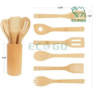 6 uds cocina de bambú reutilizable utensilios de viaje de madera juego de utensilios de cocina de Bambú - Product Image 1