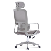 Chaise de bureau ergonomique à dossier haut en maille avec appui-tête réglable et support lombaire, chaise de bureau pivotante pour la maison et le bureau, gris