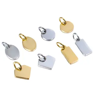Custom Personalized Engraved Blank Sublimated Stainless Steel Gold Plated Charms Pendants Brand Metal Logo Bar Tags