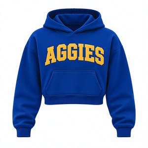 Custom <b>Cropped</b> <b>Hoodie</b> <b>Women</b> Varsity Fleece Pullover Collegiate Streetwear Private Label Wholesale OEM Manufacturer - Product Image 1