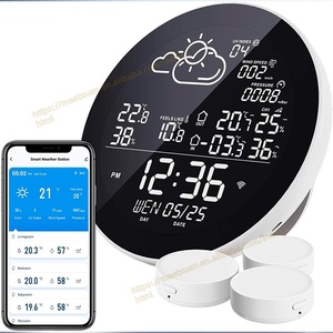 TUYA WIFI saatli radyo hava İstasyonu WIFI gün hava dedektörü mobil uygulama tarihi sıcaklık ve nem izleme - Product Image 6