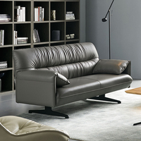 Ensemble de canapés de bureau modernes en cuir PU, canapé modulaire en cuir synthétique avec table basse pour salle de réception et de réunion