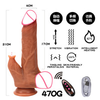 Vibrateur réaliste rétractable entièrement automatique en silicone marron pour femmes, dispositif de masturbation à vibration, produit très vendu