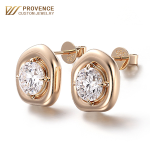 Round Ice flower cut lab created diamond <b>stud</b> <b>earrings</b> set Trendy Individual custom <b>fine</b> jewellry real 10k 14k 18k gold <b>earring</b> - Product Image 1