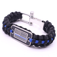 Individuell Farbiges Überlebens-Paracord-Armband Verstellbares Flaggen-Armband mit Edelstahl-Armband